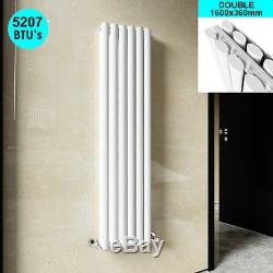 1600 x 360mm White Oval Column Panel Vertical Designer Radiator Central Heating