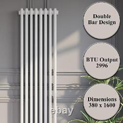 1600x380mm Double Bar Traditional Colosseum Radiator White Vertical Column