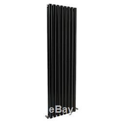 1600x472mm Vertical Oval Column Designer Radiator Black Central Heating Rads