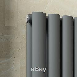 1600x480mm Double Oval Panel Radiator Vertical Anthracite Central Heating UK