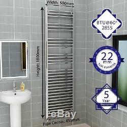 1800 x 500mm Straight Bathroom Heated Towel Rail Radiator Chrome Central Heating