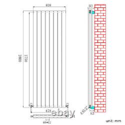 1800 x 608 Vertical Double Flat Panel Anthracite Designer Radiator Bathroom Rads