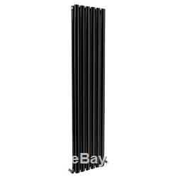 1800x354mm Black Vertical Designer Double Central Heating Oval Column Radiator