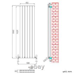 1800x452 Vertical Double Flat Panel White Radiator Designer Bathroom Column Rads