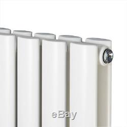 1800x472mm Vertical Central Heating Oval Designer Radiator Double Column White