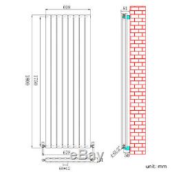 1800x608mm Double Anthracite Radiator Flat Panel Vertical Central Heating Rails