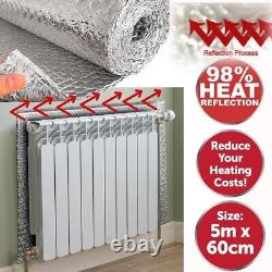 2 x Bubble Radiator Insulation Foil Roll Heat Reflective Energy Saver 5m x 60cm