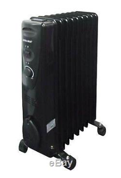 2000w 9 Fin Portable Oil Filled Radiator Electrical Caravan Home Office Heater