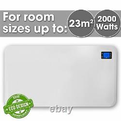 2000w Slim Wall Mounted Electric Bathroom Radiator Panel Heater With Timer