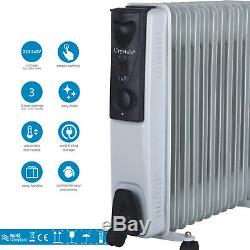 240V Oil Filled Radiator Electric Portable Heater 3 Heat Thermostat 5 7 9 11 Fin