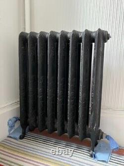 3 black MILANO design cast iron radiators