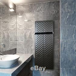 450mm Wide 1200mm High Black Designer Heated Towel Rail Radiator Slim Bathroom
