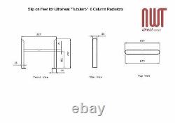 6 Column White Horizontal Radiators ULTRAHEAT TUBULARO Floor Standing Feet