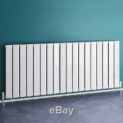 600 x 1380mm Gloss White Flat Panel Horizontal Radiator Bathroom Central Heated