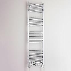 600 x 1800 Chrome Heated Towel Rail Flat or Curved Radiator for Central Heating