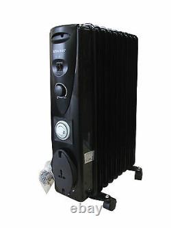 9 Fin 2000W 240V Portable Electric Oil Filled Radiator Heater With 24 Hour Timer