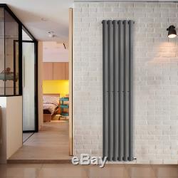 Anthracite Designer Oval Column Radiator Bathroom Central Heating Single Panel