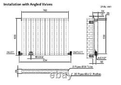 Anthracite Designer Radiator Horizontal Flat Panel Double Panel Rad 600x760mm