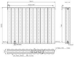 Anthracite Designer Radiator Horizontal Oval Column Double Panel Rad 600x780mm
