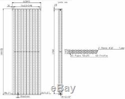 Anthracite Designer Radiator Vertical Oval Column Double Panel Rad 1800x600mm