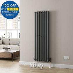 Anthracite Designer Radiator Vertical Oval Column Single Panel Rad 1600x480mm