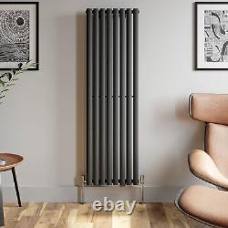 Anthracite Designer Radiator Vertical Oval Column Single Panel Rad 1600x480mm