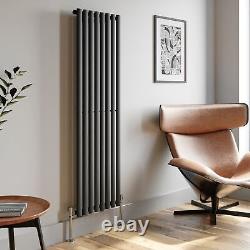 Anthracite Designer Radiator Vertical Oval Column Single Panel Rad 1600x480mm