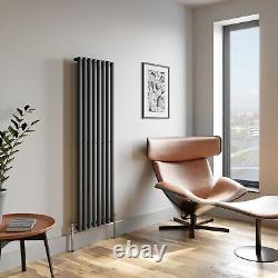 Anthracite Designer Radiator Vertical Oval Column Single Panel Rad 1600x480mm