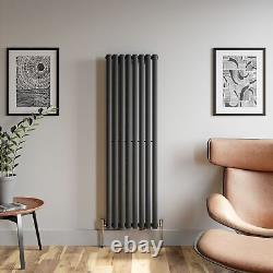 Anthracite Designer Radiator Vertical Oval Column Single Panel Rad 1600x480mm