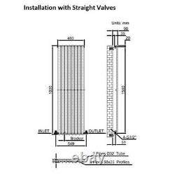 Anthracite Designer Radiator Vertical Oval Column Single Panel Rad 1600x480mm