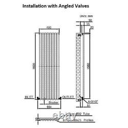 Anthracite Designer Radiator Vertical Oval Column Single Panel Rad 1600x480mm