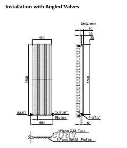 Anthracite Designer Radiator Vertical Oval Column Single Panel Rad 1800x480mm