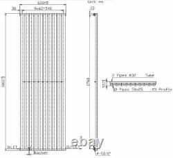 Anthracite Designer Radiator Vertical Oval Column Single Panel Rad 1800x600mm