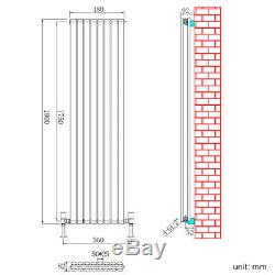 Anthracite Double Flat Panel Vertical Heating Rails 1800 x480mm Radiator Central