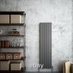 Anthracite Flat Panel Horizontal Vertical Radiator With Free Manual Angled Valve