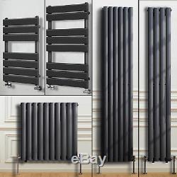Anthracite Flat Panel Towel Rail Oval Column Designer Radiator Central Heating