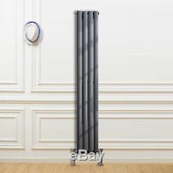 Anthracite Flat Panel Towel Rail Oval Column Designer Radiator Central Heating
