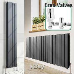 Anthracite Horizontal Vertical Bathroom Flat Panel Designer Radiator With Valves