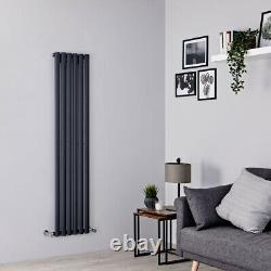 Anthracite Oval Column Vertical Designer Radiator 1600 x 354mm Single Panel