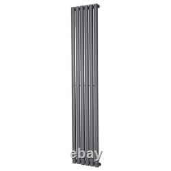 Anthracite Vertical Designer Oval Column Central Heating Radiator 1800x354mm