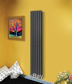 Anthracite Vertical Oval Column Designer Radiator 1800mm x 354mm Central Heating