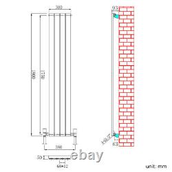 Anthracite Vertical Radiator 1800 1600 Flat Panel Oval Column Grey Heating Rads