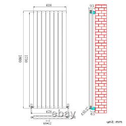 Anthracite Vertical Radiator Double 1800x608 mm Flat Panel Central Heating Rads