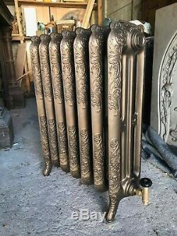 Antique, fully refurbished, cast iron French ornate radiator