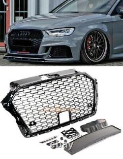 Audi A3 S3 8v 2016-2019 Rs Style Grille Gloss Black Honeycomb Radiator Bumper