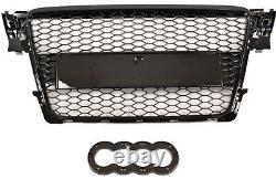 Audi A4 S4 B8 2008-2012 Rs Style Gloss Black Honeycomb Radiator Bumper Grille