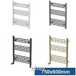 Bathroom Flat Heated Towel Rail Radiator Chrome Black Brass Anthracite White