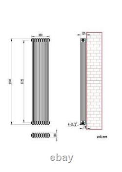 Bathroom Radiator Designer Anthracite Grey 3 Column 1800x380mm Central Heating