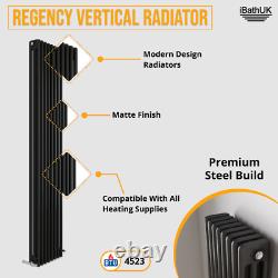 Bathroom Radiator Designer Anthracite Grey 3 Column 1800x380mm Central Heating