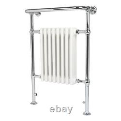 Bathroom Towel Radiator White Chrome Steel 3-Column 8-Section (H)952 x (W)659mm